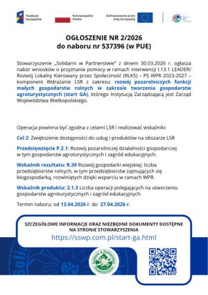 Plakat ogłoszenie Start GA