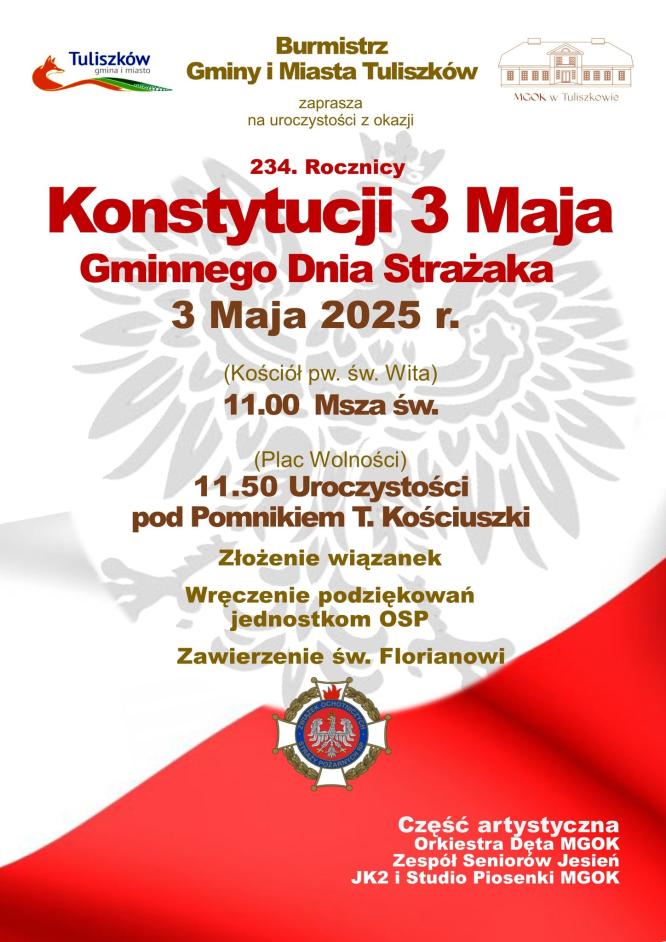 Uroczyste obchody 234. Rocznicy Uchwalenia Konstytucji 3 Maja i Gminnego Dnia Strażaka.