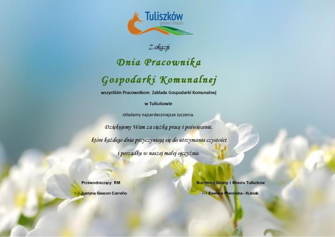 Życzenia z okazji Dnia Pracownika Komunalnego.