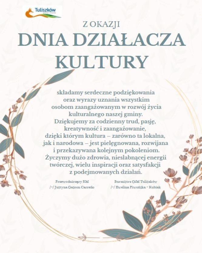 Życzenia z okazji Dnia Działacza Kultury.