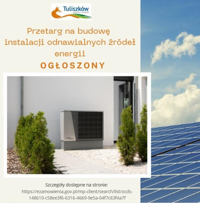 Przetarg na budowę instalacji odnawialnych źródeł energii ogłoszony.