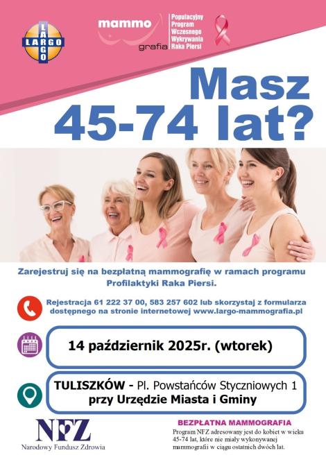 Zapraszamy na bezpłatne badania mammograficzne!